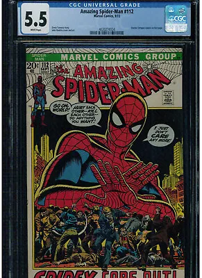 Buy Amazing Spider-man #112 Cgc 5.5 1972 Dr. Octopus Cameo White Pages John Romita • 53.52£