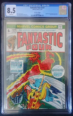 Buy Fantastic Four #131 👓 CGC 8.5 RARE UK Variant 👓 White Pages! Inhumans 1973 • 54.81£