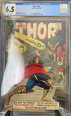 Buy 1967 Marvel Thor #143 CGC 6.5 Off-White 1st App Shezada 1st App ENCHANTERS S.LEE • 127.88£