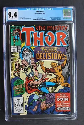 Buy THOR #408 1st HERCULES Harry Cleese MCU 1989 THOR Become ERIC MASTERSON CGC 9.4 • 75.11£