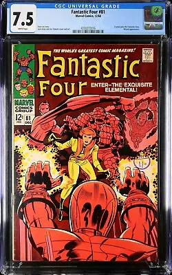 Buy Fantastic Four #81 1968 CGC 7.5 * WHITE * Pages | Crystal Joins FF | 4330272016 • 135£