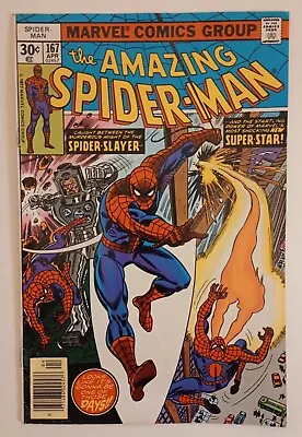 Buy Amazing Spider-Man #167  (1st Appearance Of Will-O-Wisp) 1977 • 7.12£