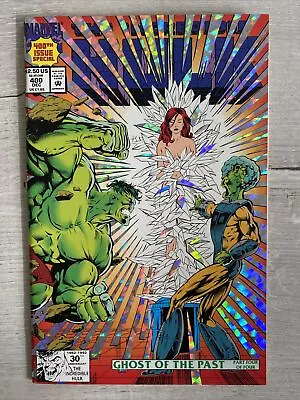 Buy Incredible Hulk # 400 Ghost Of The Past Part 4 Prysmatic Foil Cover  Dec 1992 • 2.99£