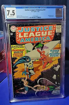 Buy Justice League Of America #31 (1964) CGC 7.5 OWP Hawkman Joins JLA Hawkgirl App • 98.83£