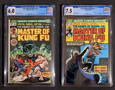 Buy Special Marvel Edition #15 CGC 6.0 & #16 CGC 7.5 1st Shang-Chi Marvel 1973 • 216.82£
