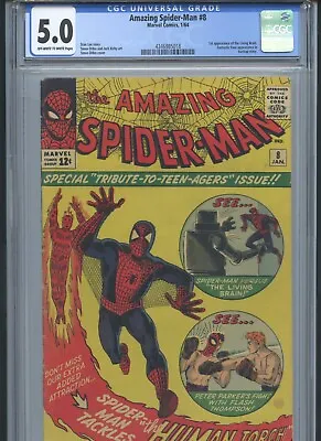 Buy Amazing Spider-Man #8 1964 CGC 5.0 (1st App Of Living Brain)* • 440.11£