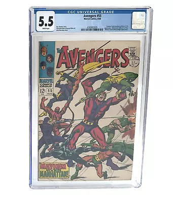 Buy Avengers #55 CGC 5.5 Fine- 1968 KEY 1st Full App Of Ultron/3rd App Black Knight • 17£