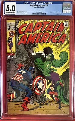 Buy Captain America #110 (1969) CGC 5.0 Steranko Cover 1st Madame Hydra • 159.99£