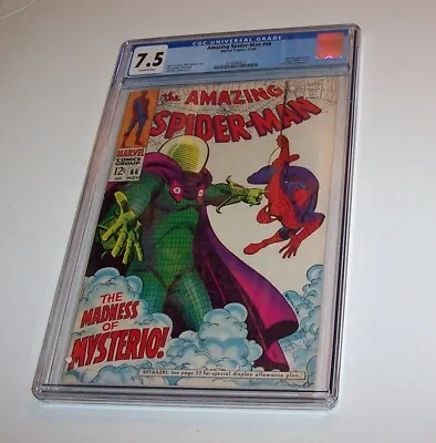 Buy Amazing Spiderman #66 - Marvel 1968 Silver Age - CGC VF- 7.5 - (Mysterio Cover) • 235.86£