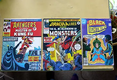 Buy 3 Comics  Black Lightning No.5 1977.  Avengers 1974 No.31. Dracula Lives 71 1976 • 5£
