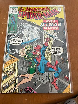Buy Amazing Spider-man #92 6.5 Marvel 1971 X-men X-men Iceman • 51.21£
