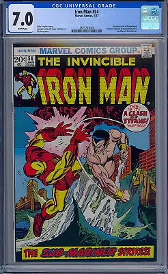 Buy Cgc 7.0 Iron Man #54 White Pages 1st Appearanc Of Moondragon Madame Macevil 1973 • 95.93£
