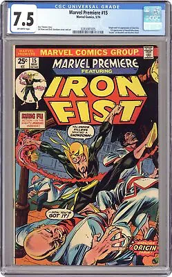 Buy Marvel Premiere #15 CGC 7.5 1974 0283081005 1st App. And Origin Iron Fist • 961.27£