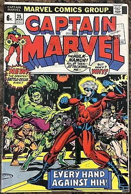 Buy Captain Marvel #25 - 1st Thanos Saga Beings / Stalin Art (Marvel 1973) • 39.99£