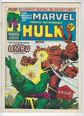 Buy MIGHTY WORLD OF MARVEL # 62 - 8 Dec 1973 - High Grade- Hulk Umbu Ka-Zar Fan Four • 9.95£