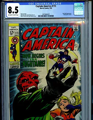 Buy Captain America #115 CGC 8.5 1969 Marvel Comics Cosmic Cube Amricons K33 • 236.97£