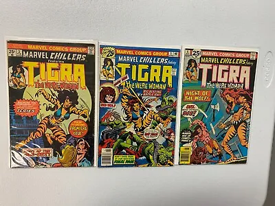 Buy Marvel Chillers Lot Of 3 1975 Tigra #3 5 7 Isabella Red Wolf Rat Pack Comic Mj • 11.82£