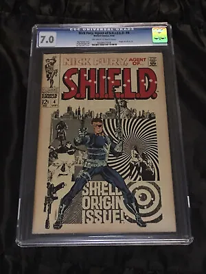 Buy KEY Marvel 1968 Nick Fury, Agent Of S.H.I.E.L.D. #4 CGC 7.0 FVF Classic Steranko • 99.94£
