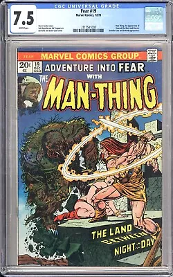 Buy Adventure Into Fear #19 1st Howard The Duck CGC 7.5 * MAN-THING * White Pages • 189.75£
