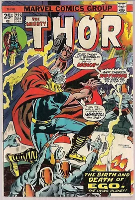 Buy Thor Mighty #228 Marvel 1974 Ego The Living Planet Galactus Firelord Hercules Fn • 5.98£