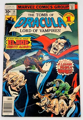 Buy Tomb Of Dracula #58 (1976) / Vg / 1st Blade Solo Story Bronze Age Newsstand • 23.62£