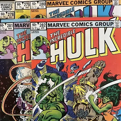 Buy The Incredible Hulk #278 279 280 281 & 282 (Marvel) Lot Of 5 Comics • 39.41£