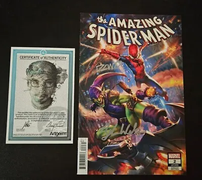 Buy Amazing Spider-Man #2 1:25 Double Signed Derrick Chew & Zeb Wells Variant NM COA • 35.75£