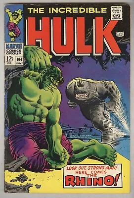 Buy Incredible Hulk #104 June 1968 VG+ Rhino • 40.17£