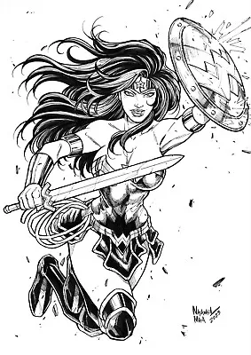 Buy Wonder Woman (12x17) Original Art Drawing Pinup Page Commission Sketch Dc Comics • 120.08£