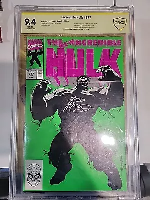 Buy Incredible Hulk #377 CBCS 9.4 Signed Bob McLeod Insert Intact 1991 See Pics Slab • 63.54£