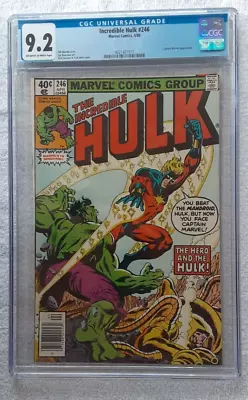 Buy Incredible Hulk #246 (Marvel, 4/80) CGC 9.2 {CAPTAIN MARVEL Vs. HULK!} • 103.52£