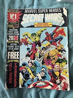Buy Marvel Super Heroes Secret Wars No.1 1985 With Transfers UK • 15£