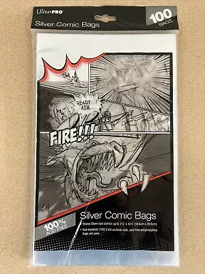 Buy (100 Count Pack) Ultra Pro Silver Age Size Comic Book Bags Acid Free Storage • 7.67£