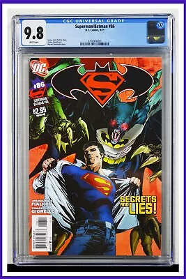 Buy Superman Batman #86 CGC Graded 9.8 DC September 2011 White Pages Comic Book • 100.44£