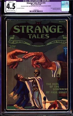 Buy Strange Tales Pulp 4 (V2 #1) CGC 4.5 Classic Cover Lovecraft Looks Nicer! RARE!! • 441.55£