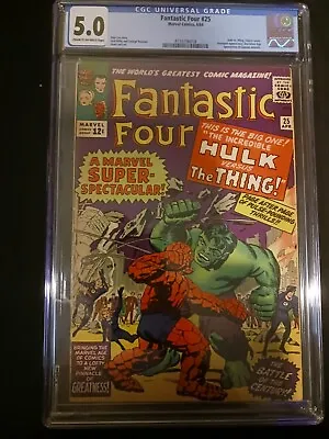 Buy Fantastic Four #25 1964 CGC 5.0 L👀K!!! 2nd Silver Age App Captain America 💥 • 421.30£