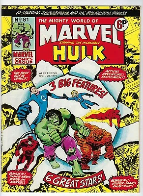 Buy MIGHTY WORLD OF MARVEL # 81 -UK Marvel Comic 20 Apr 1974- Hulk Daredevil FF VF • 6.95£