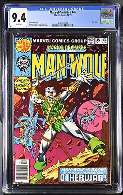 Buy Marvel Premiere #45 - Cgc 9.4 - Wp - Nm - Man-wolf - George Pereze Cover • 59.30£