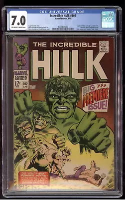 Buy Incredible Hulk 102 CGC 7.0 Origin Of Hulk Retold Severin & Giacoia Cover 1968 • 216.55£