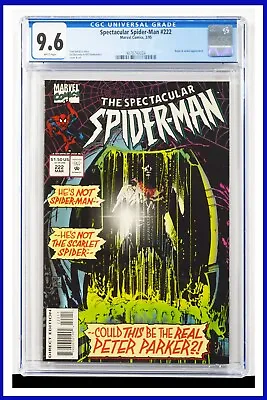 Buy Spectacular Spider-Man #222 CGC Graded 9.6 Marvel 1995 White Pages Comic Book. • 71.96£
