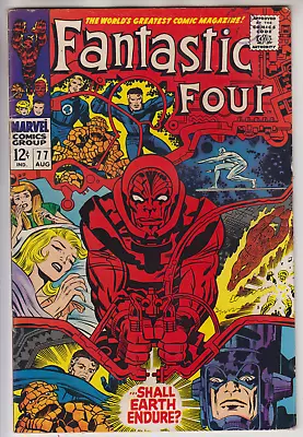 Buy Fantastic Four # 77  Fn+ 6.5  Silver Surfer Galactus Cover & Story Cents  1968 • 39.95£
