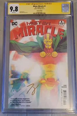 Buy MISTER MIRACLE #1, 2nd Printing, SIGNED By Tom King-s, CGC NM+/MT 9.8 DC (2017) • 111.89£