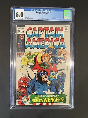 Buy Captain America # 116 CGC Graded 6.0 1969 Guest Starring The Mighty Avengers • 118.25£