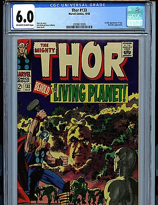 Buy Thor #133  CGC 6,0 FN Marvel Comics 1966 1st Full Ego Kirby Art K9 Amricons • 199.87£