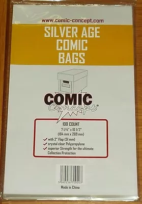 Buy 100 X SILVER AGE COMIC CONCEPT ( BAGS ) NEW AMERICAN COMIC BAGS • 6.99£