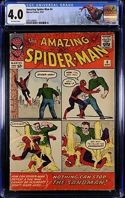 Buy Amazing Spider-Man #4 1963 CGC 4.0 1st App Of Sandman! -Spider-Man 4 Movie!🔥🤒 • 1,500£