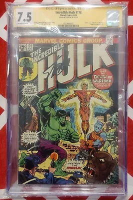 Buy Stan Lee Signed Incredible Hulk #178 CGC 7.5 SS Death & Rebirth Of Adam Warlock  • 708.46£