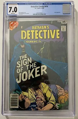 Buy Detective Comics #476 (78) CGC 7.0 Classic Sign Of Joker Cover - White Pages • 64.25£