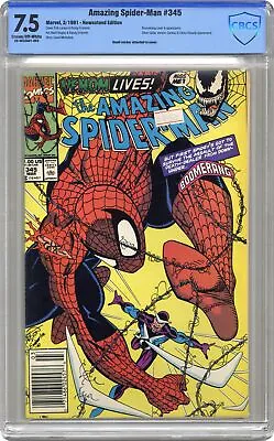 Buy Amazing Spider-Man #345D CBCS 7.5 Newsstand 1991 20-3D33A01-003 • 47.31£