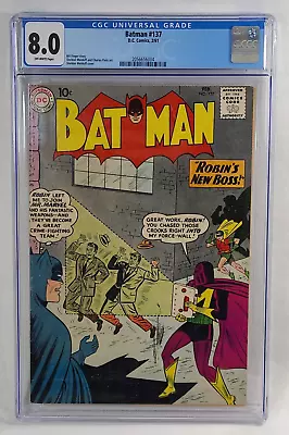 Buy Silver Age BATMAN #137 2/61 CGC 8.0 10 Cent DC - Robin App. - Mr. Marvel • 237.09£